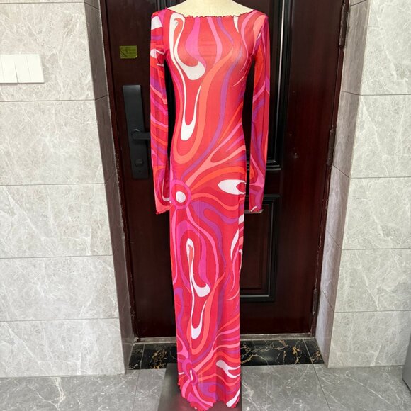 PUCCI Marmo printed mesh maxi dress - Picture 2 of 10